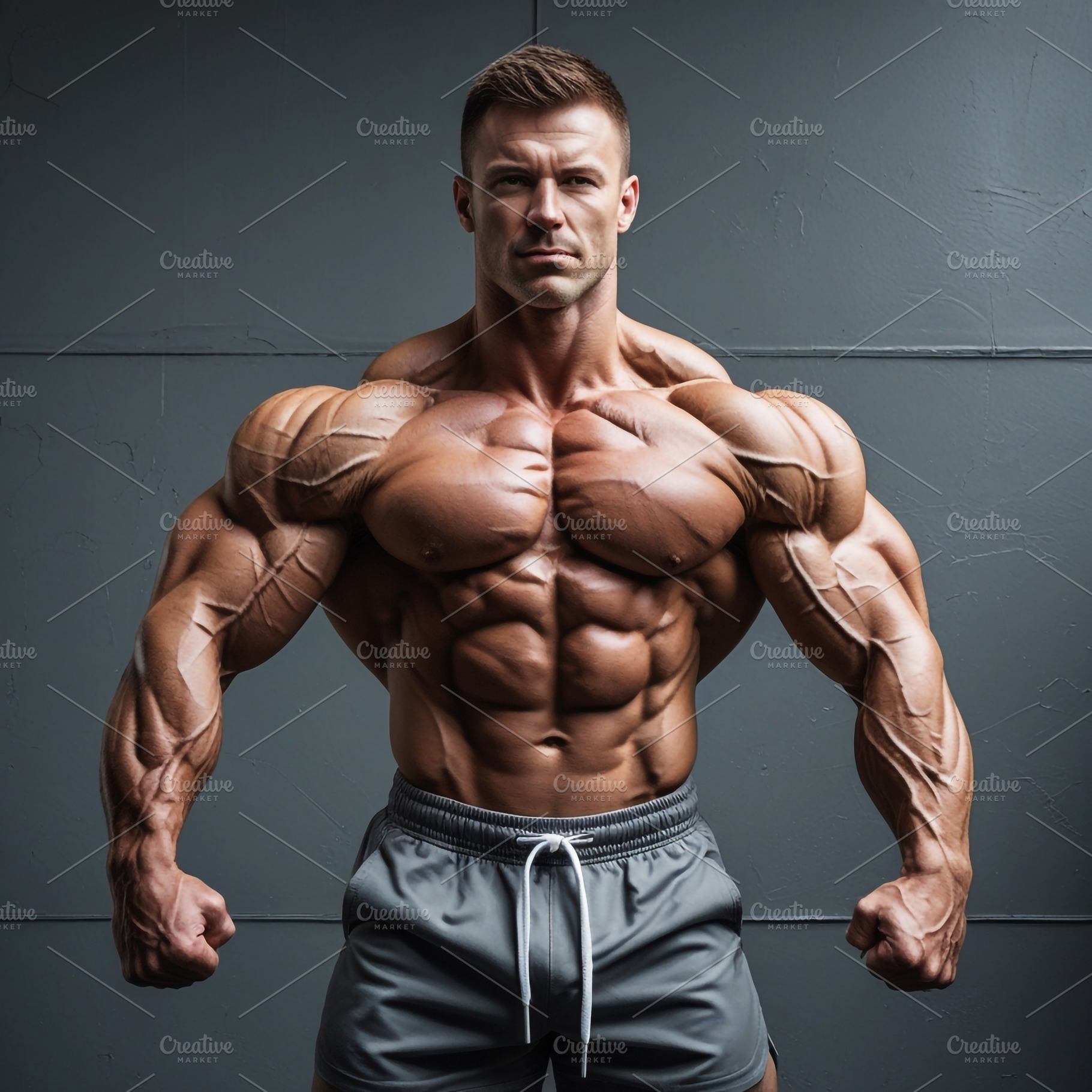 Muscular Bodybuilder Posing in Gym, a Sports & Recreation Photo by Stock Shape