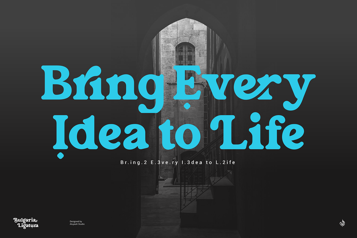 Bulgaria Ligatura, a Sans Serif Font by Aluyeah Studio (Photo 7 of 15)