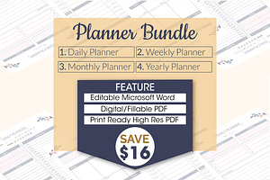 Planner Bundle - Word & Digital PDF