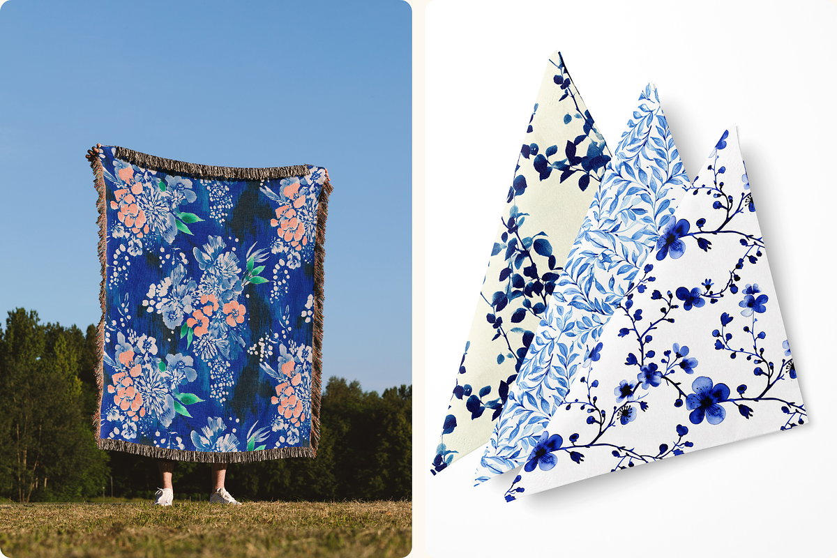 Chinoiserie Blue Floral Patterns, a Pattern Graphic by Ninterints (Photo 10 of 18)