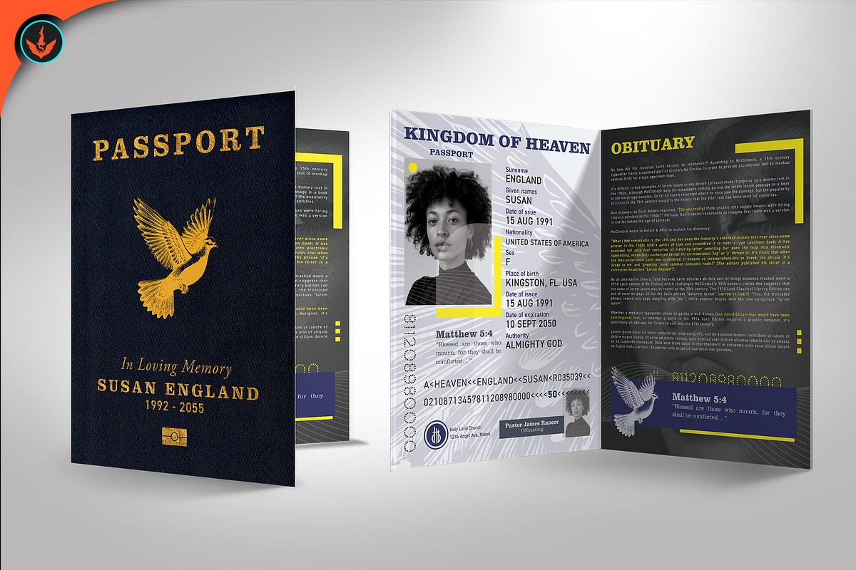 Passport Funeral Program Modern, a Brochure Template by SeraphimChris (Photo 5 of 7)