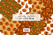 Scary Pumpkins Seamless Patterns, a Pattern Graphic by Serghei Caraulan (Thumbnail 4 of 8)