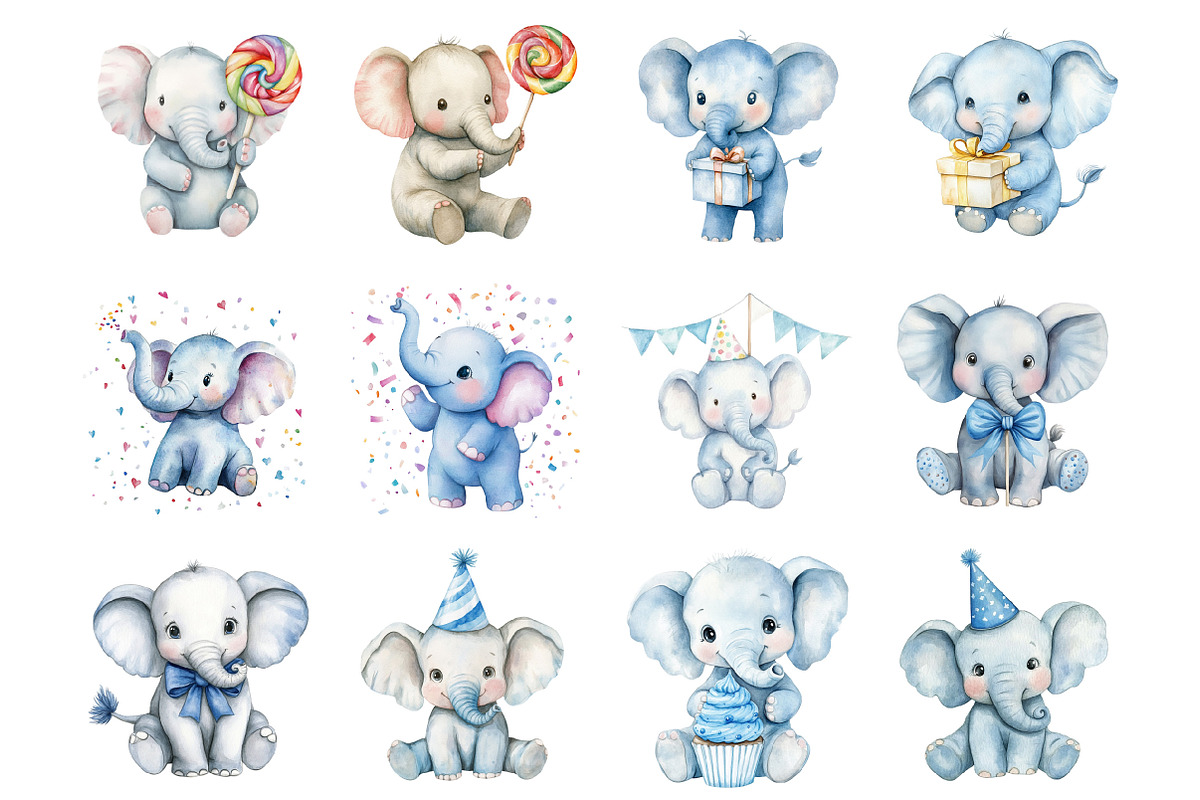 Baby Boy Elephant Birthday, an Illustration by Design Market (Photo 2 of 3)