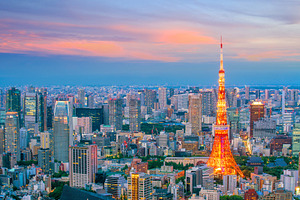 Panorama view of Tokyo city skyline