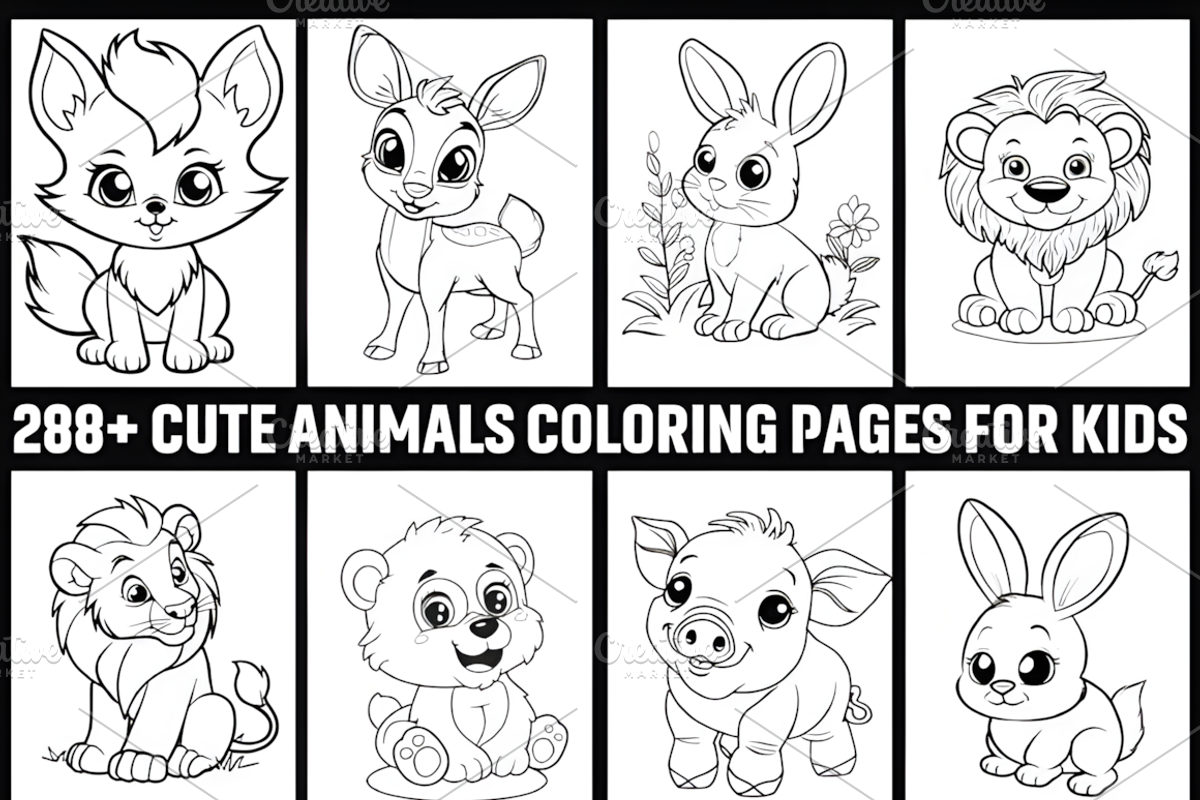 288+ Cute Animal Coloring Pages, an Animal Illustration by Design Station (Photo 2 of 3)
