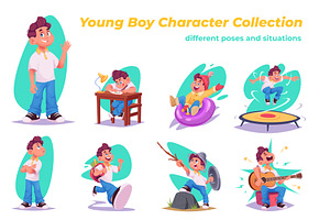 Young boy in different situations