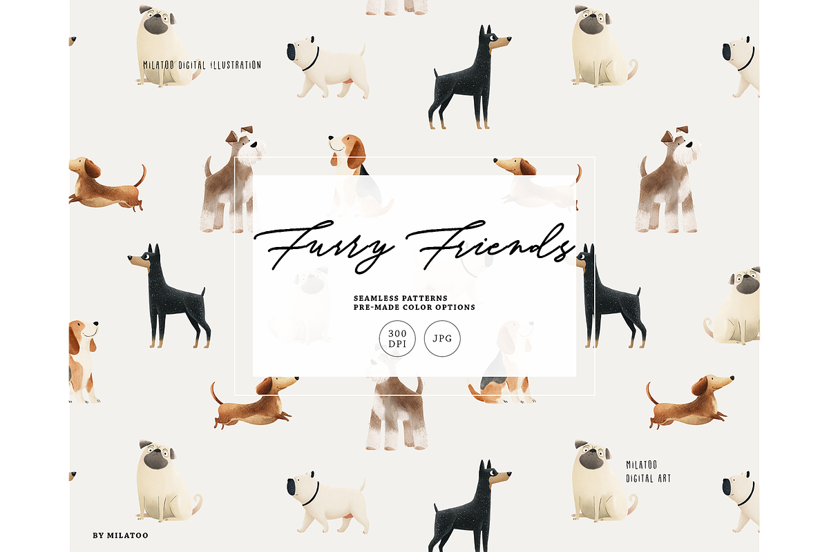 Dog Breeds paws love pattern, a Pattern Graphic by Milatoo (Photo 1 of 4)