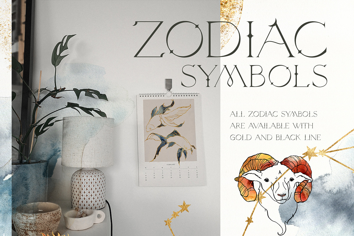 ASTROLOGY watercolor zodiac signs, a Decorative Illustration by Yuliya Derbisheva (Photo 4 of 17)
