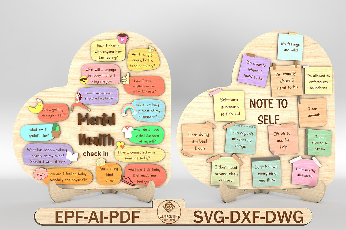 Mental Heath Check In Heart Sign SVG, a Pattern Graphic by Lasercutiny (Photo 1 of 2)