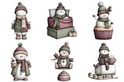 Whimsical Christmas Snowman Clipart, an Illustration by Daily.Designs (Thumbnail 2 of 5)