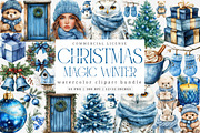 Cozy Blue Christmas Winter Clipart, an Illustration by SinaCreation (Thumbnail 1 of 7)