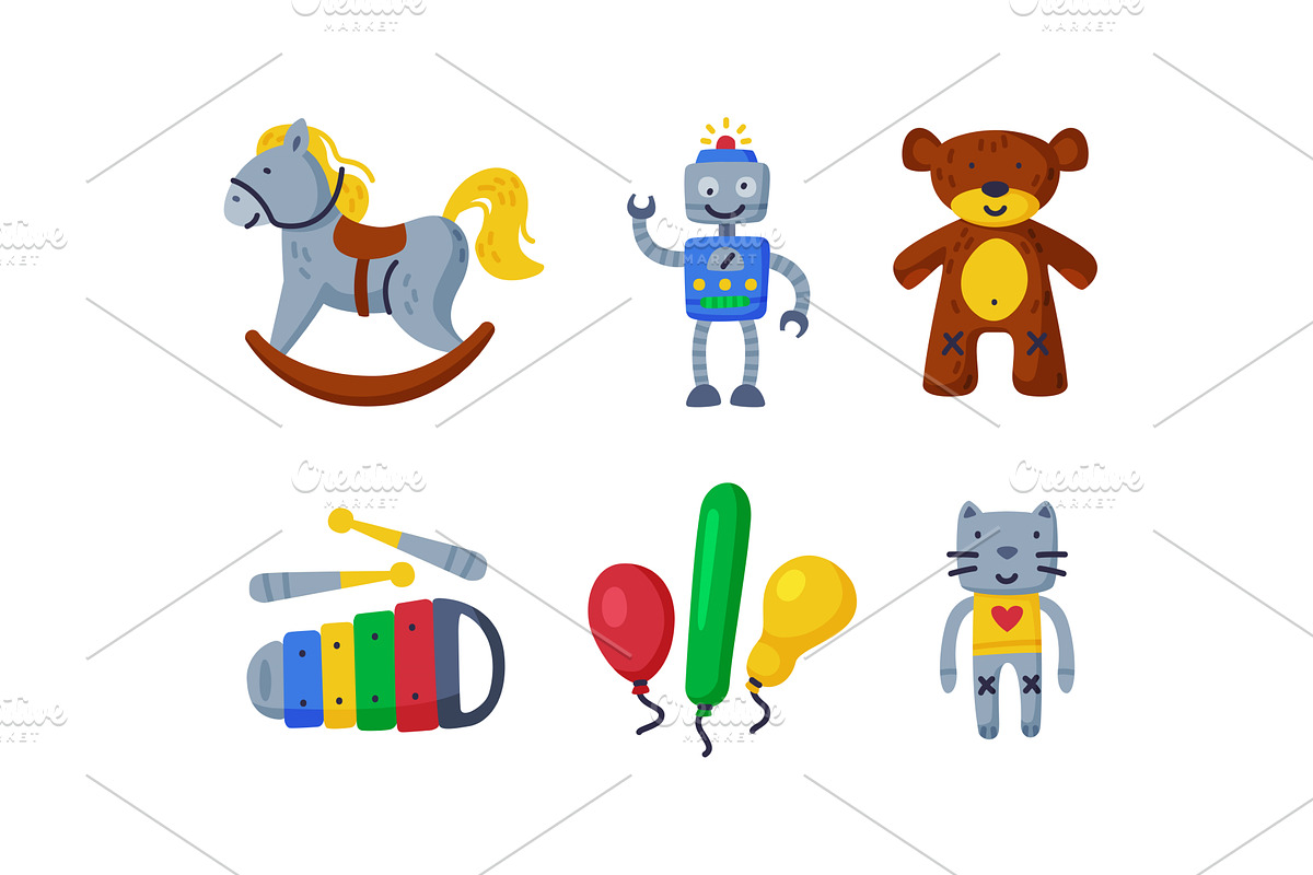 Different Colorful Kids Toy from, an Object Illustration by TopVectors