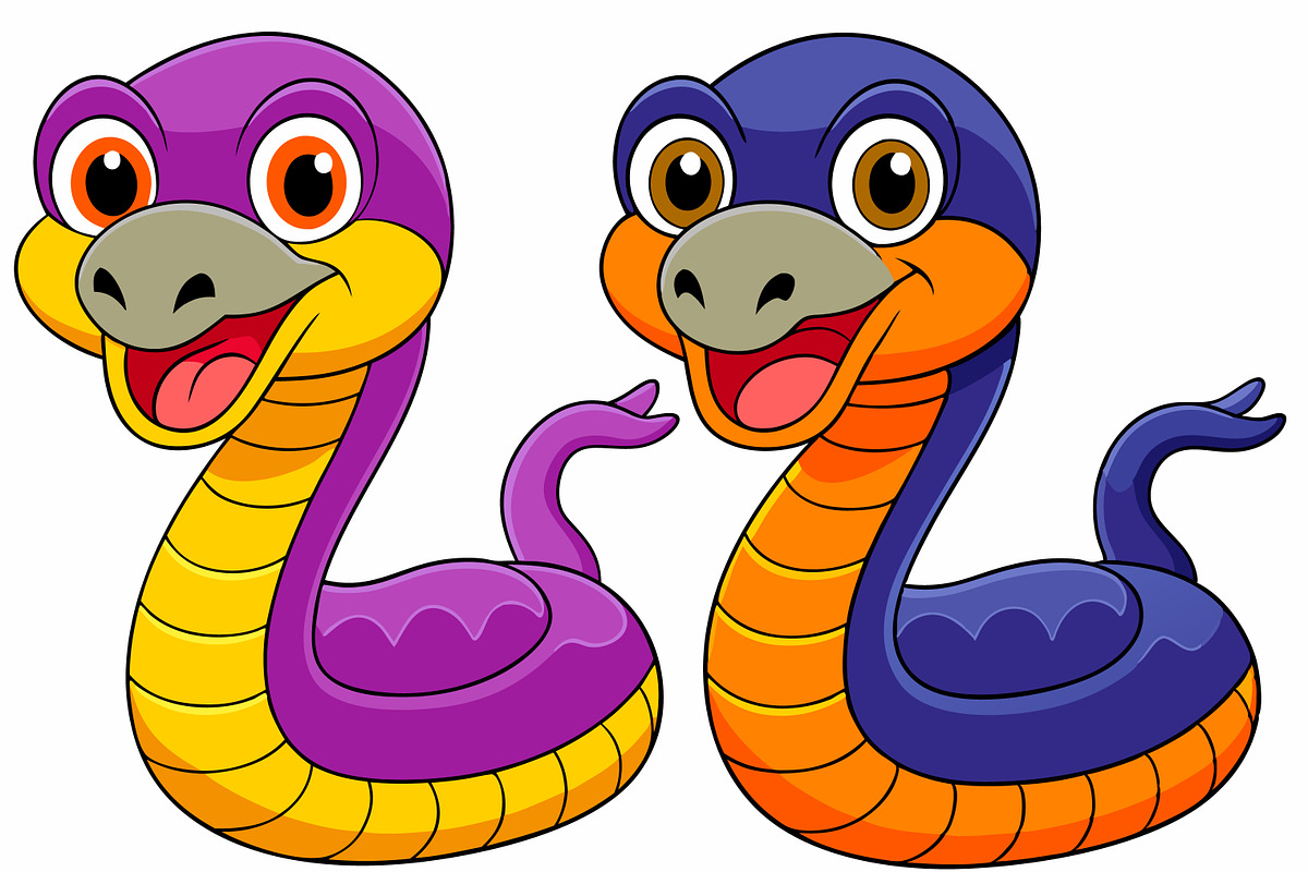 Cartoon Snakes with Colorful Bodies, an Animal Illustration by Imamul001