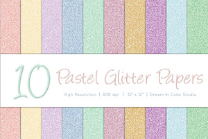 Spring Pastel Glitter Papers