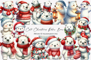 Cute Christmas Polar Bear Clipart, an Illustration by Designworld