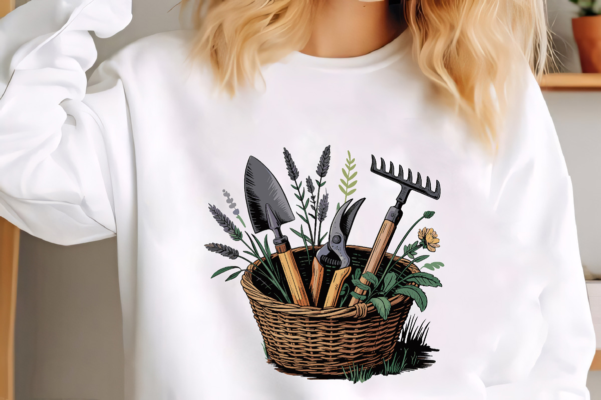 Gardening tools and herbs in wicker, an Illustration by CrexoraLab (Photo 3 of 4)