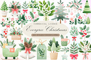 Evergreen Clipart Watercolor Christm, an Illustration by Sublimation Artist (Thumbnail 1 of 6)
