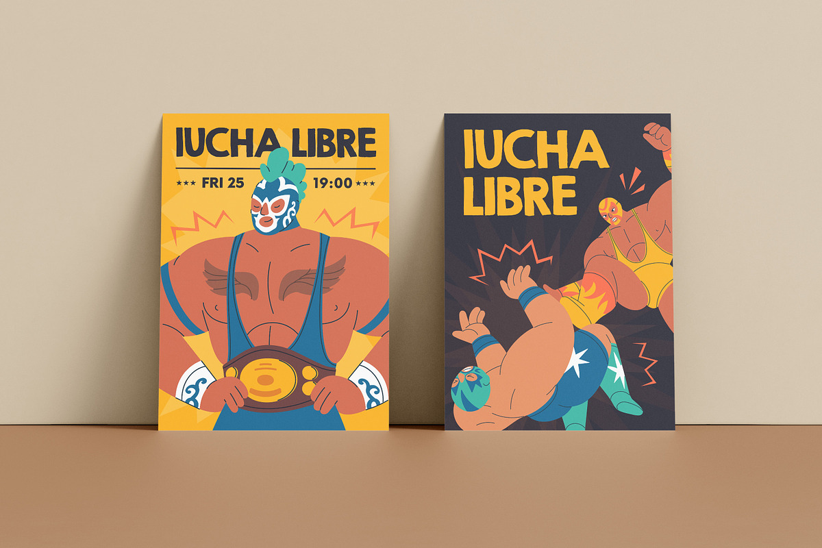 Mexican Lucha libre fight background, a Sport Illustration by Good Studio (Photo 6 of 7)