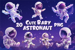 Cute baby astronaut 01. T-Shirt, PNG, an Animal Illustration by KENO Mascots