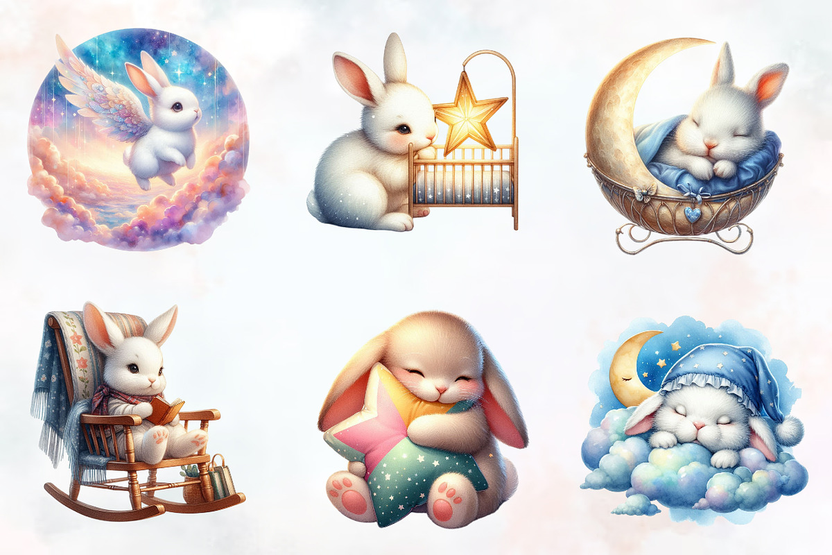 Bunny Baby Nursery Watercolor PNG, a Seasonal Illustration by RobertsArt (Photo 6 of 8)