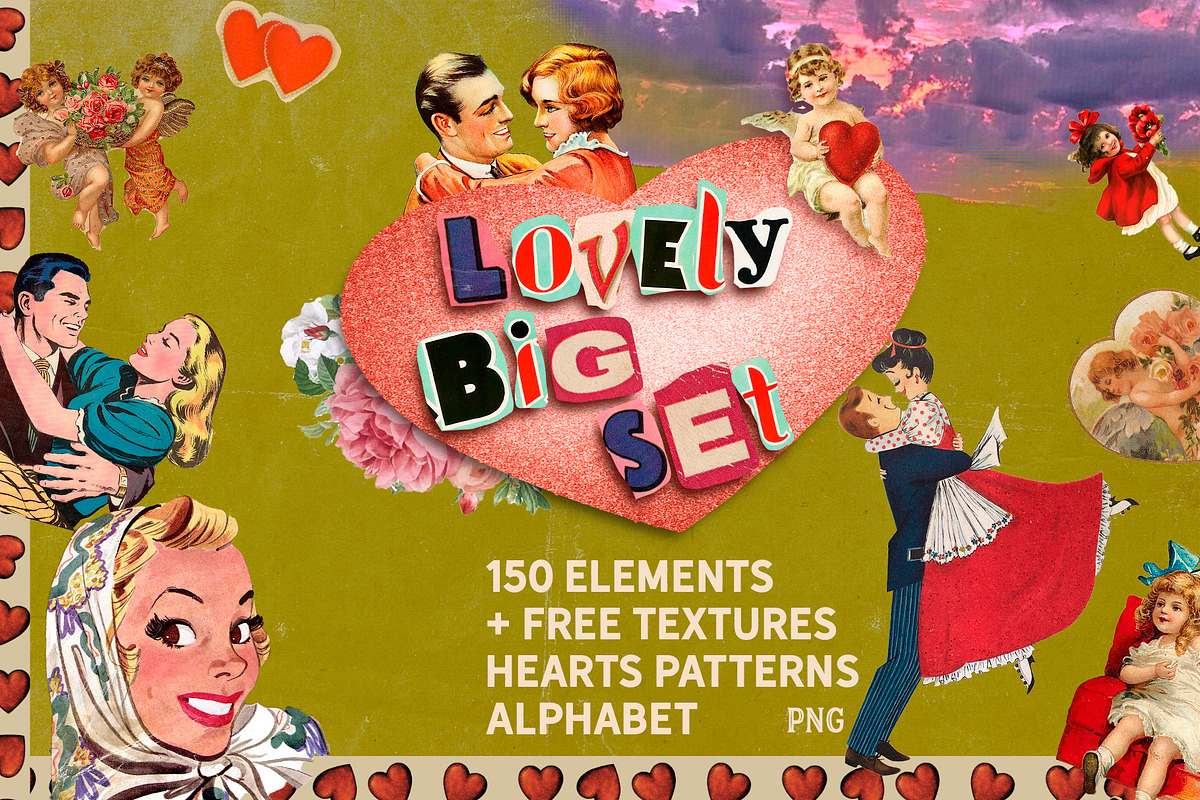 Valentines day RETRO Design SET, an Object Graphic by Alexiva (Photo 1 of 7)