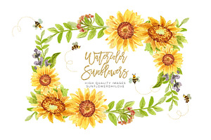 Sunflower Honey Bees Clipart, an Illustration by Sunflower Day Love