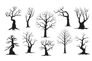 Black dead tree icons. Silhouettes, an Object Illustration by YummyBuum