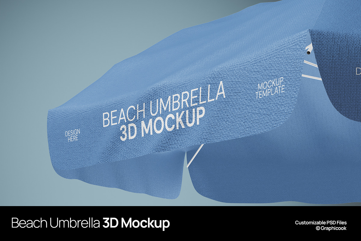 Beach Umbrella 3D Mockup, an Advertising Mockup by graphicook