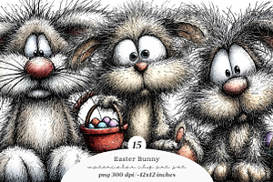 Watercolor easter bunny clipart, an Illustration by SinaCreation