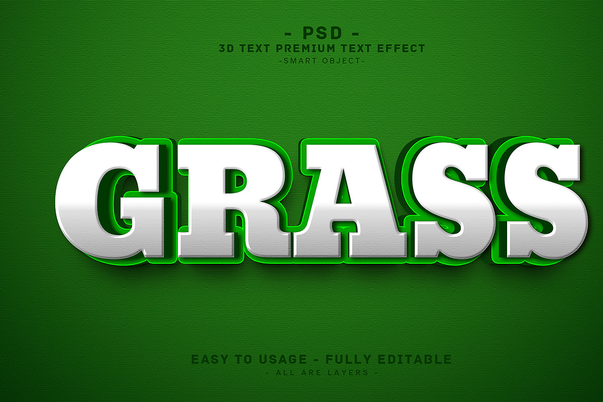 Grass 3D Editable Text effect Style, a Layer Style Add-On by Md Jahidul99
