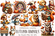 Watercolor Autumn Animals Clipart, an Illustration by OK Design (Thumbnail 1 of 5)