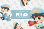 Cute Police Kid Full-Body Cartoon, a Work Illustration by Gohsantosa (Thumbnail 1 of 4)