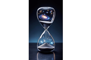 Conceptual hourglass with galaxy and, an Illustration by tilialucida