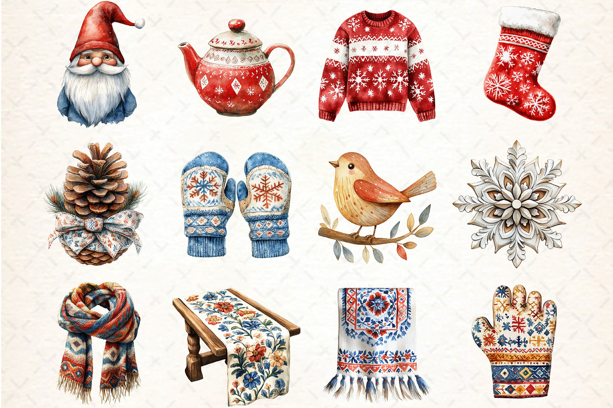 Nordic Christmas Clipart, an Illustration by DreamCafeArt (Photo 3 of 4)