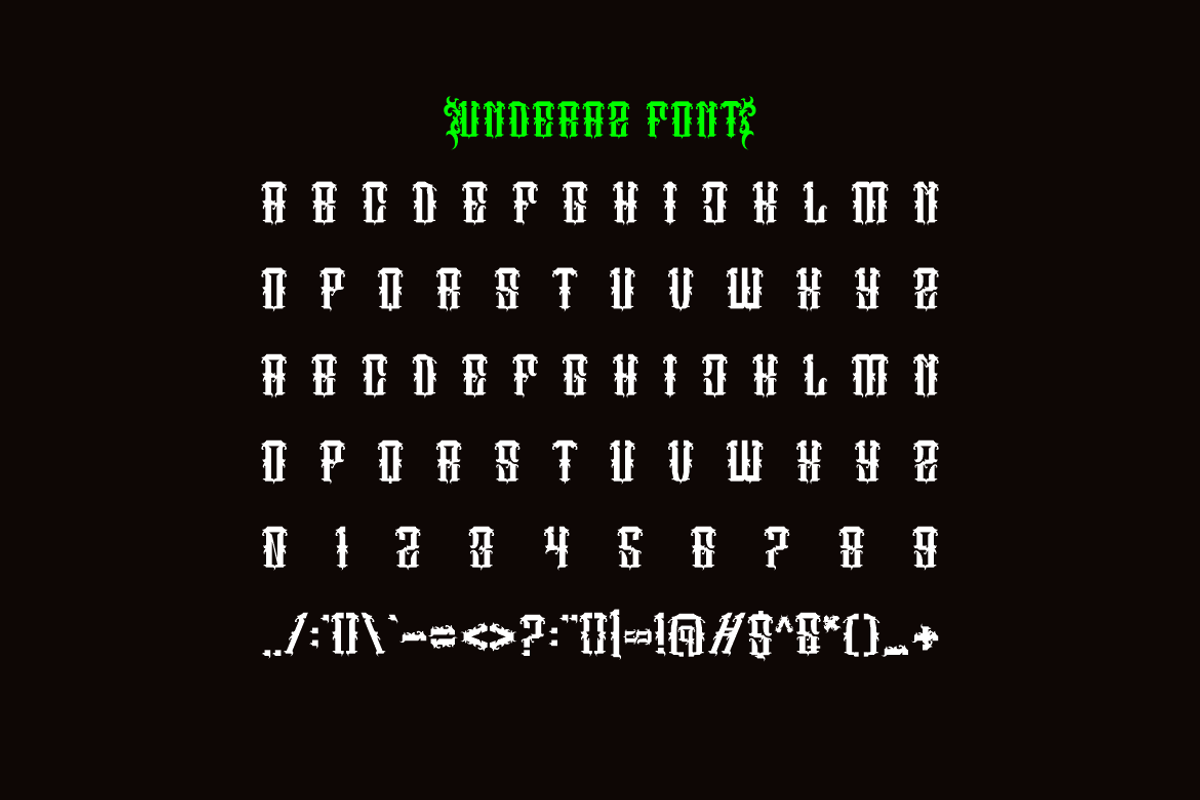 Underaz - Blackletter Font, a Blackletter Font by Iqsiart Studio (Photo 5 of 6)