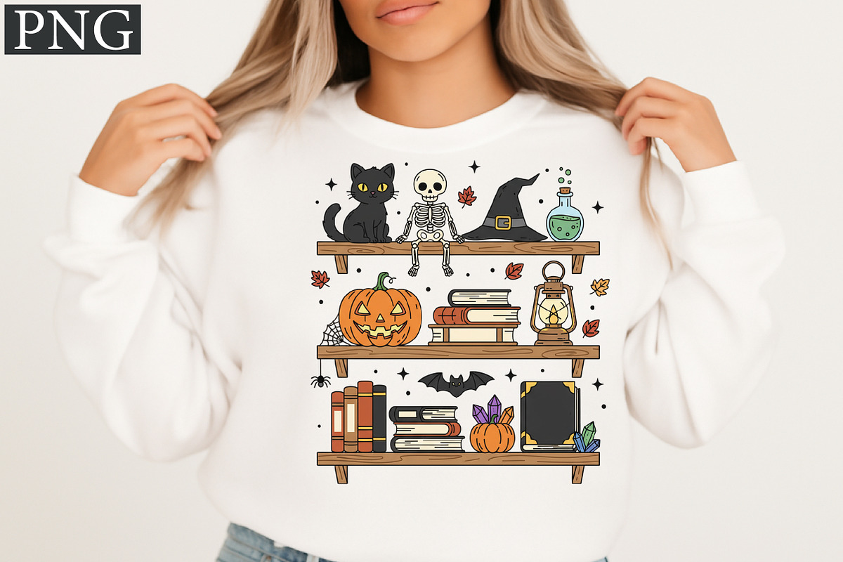 Witchy Halloween Bookshelf PNG, an Illustration by Libby Wishes (Photo 3 of 6)