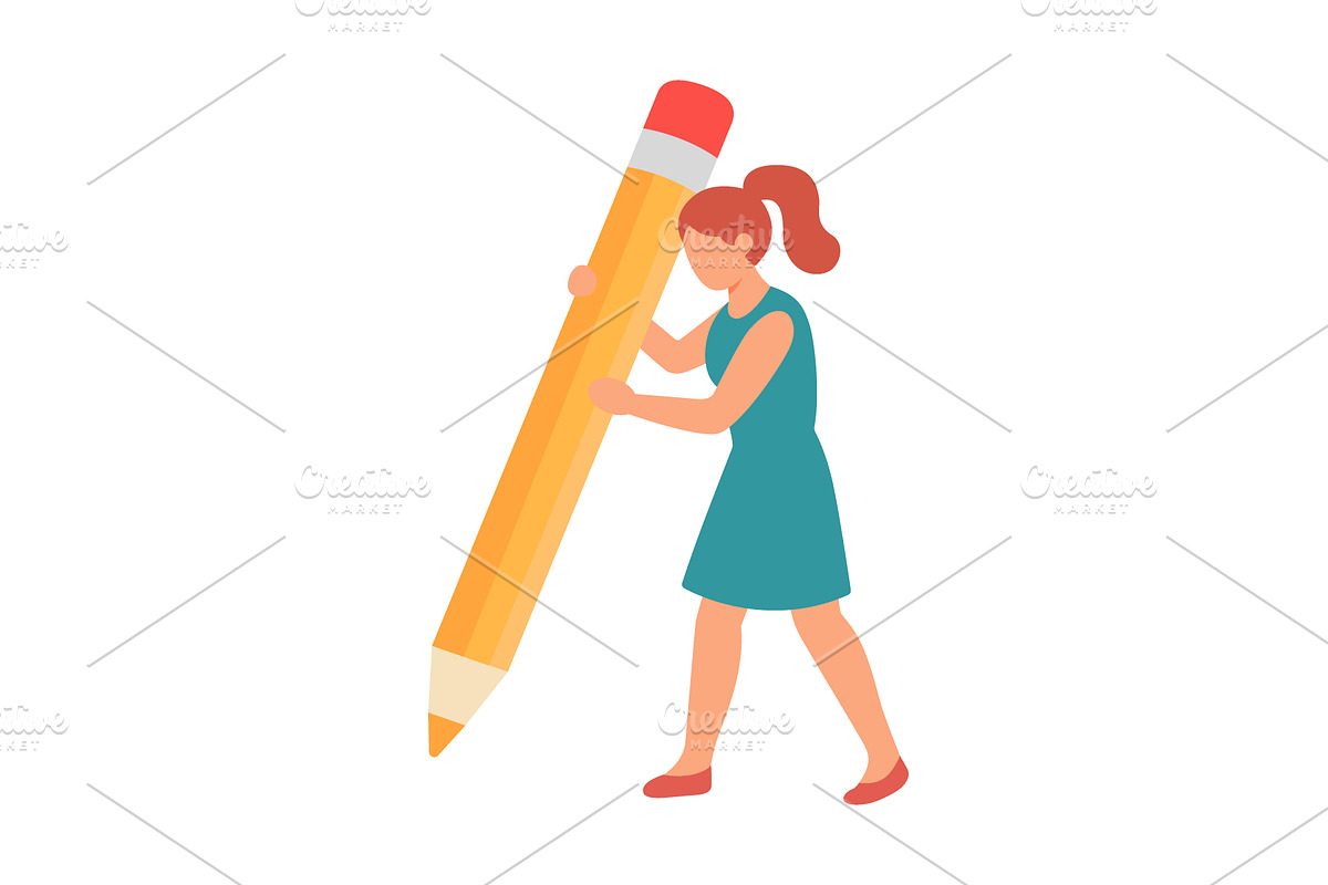 Young woman carrying oversized, a Person Illustration by GraphiShop