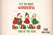 Christmas Goose Trio Illustration PN, an Illustration by DreamArtGraphic (Thumbnail 1 of 5)