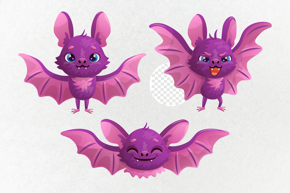 Cute cartoon bat, an Animal Illustration by VaraNa Art (Photo 2 of 6)