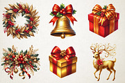 Elegant Gold & Red Christmas Clipart, an Illustration by RobertsArt (Thumbnail 5 of 7)