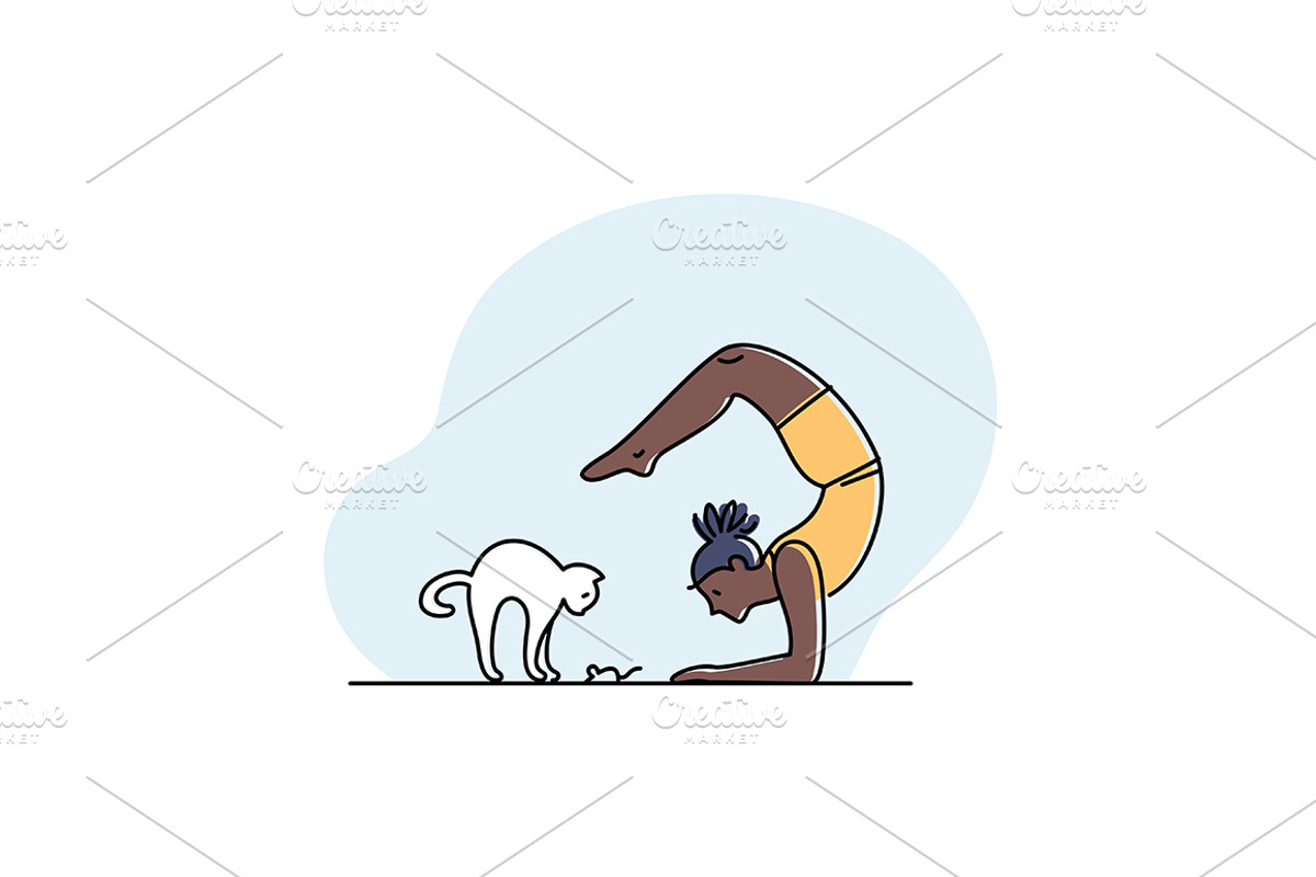 Yoga practice & cat illustration set, a Healthcare Illustration by tetiana.svirska (Photo 13 of 17)