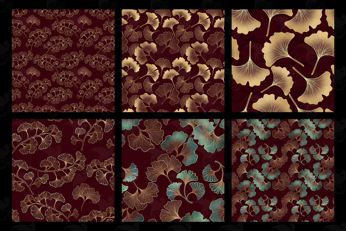 Red and Gold Ginkgo Digital Paper, a Texture Graphic by Digital Curio (Photo 4 of 5)
