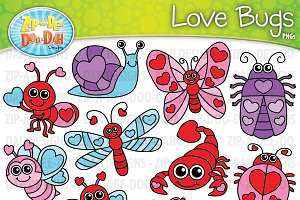 VDay Love Bugs Clipart Set