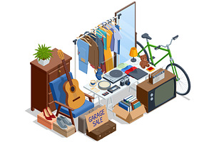 Isometric illustration of various, an Object Illustration by Golden Sikorka