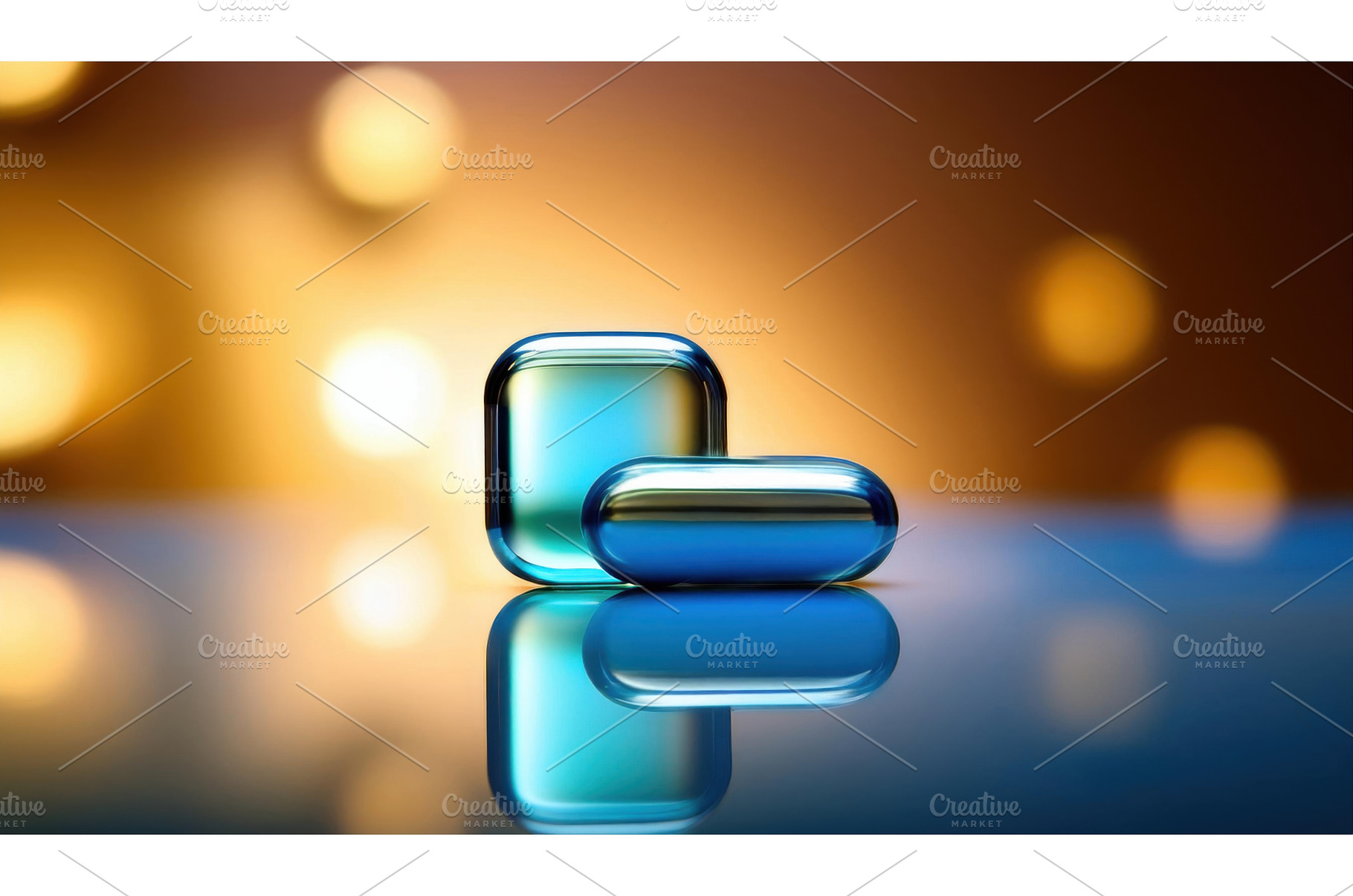 Two blue translucent capsules on a, a Health & Medical Photo by Igor Tichonow
