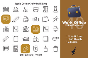 Work Office Outline Icons Pack