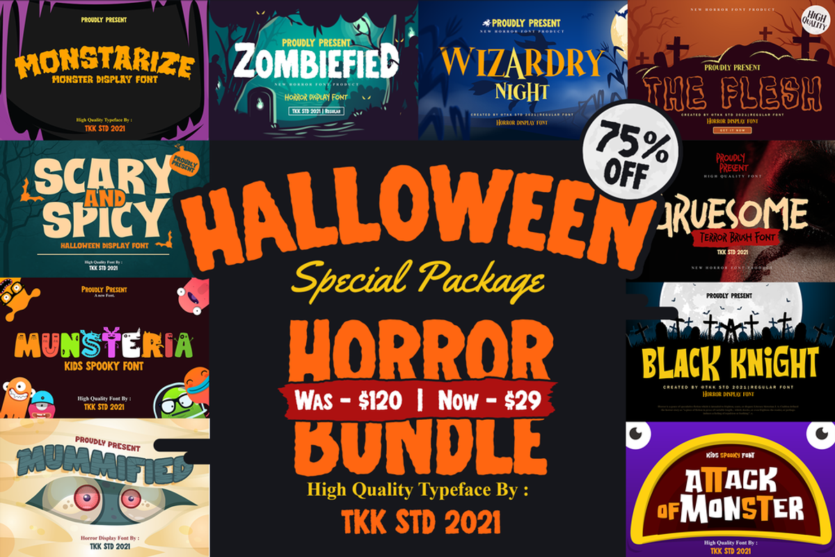 Horror Font Bundle - SALE!, a Sans Serif Font by tokokoo (Photo 1 of 11)