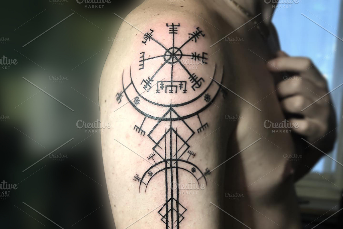Vegvisir Viking Compass Nordic Runic, an Object Graphic by GraphicRedStudio (Photo 2 of 7)