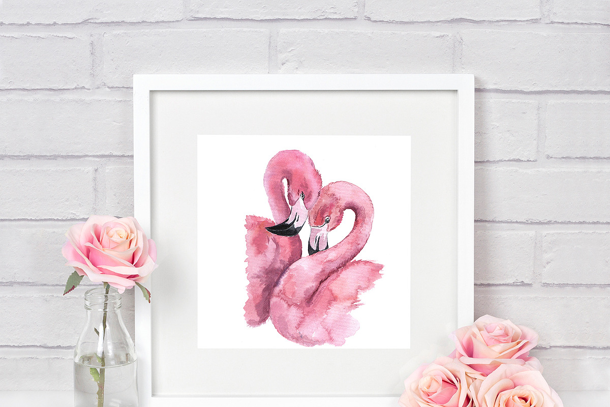 Watercolor Flamingo Clipart. Tropic, an Animal Illustration by KomtsyanTatyanaArt (Photo 5 of 7)