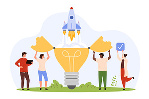 Startup innovation implementation by, a Person Illustration by Flashvector